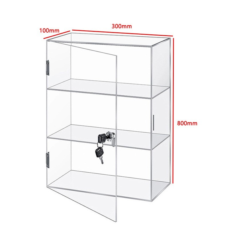 Acrylic Lockable Display Cabinet, Living Room Storage & Display Shelf for Toys, Cosmetics and Figurines