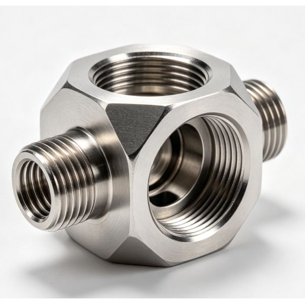 CNC Machined Stainless Steel 304 Valve Body with Precision Internal Boring for Industrial Fluid Systems