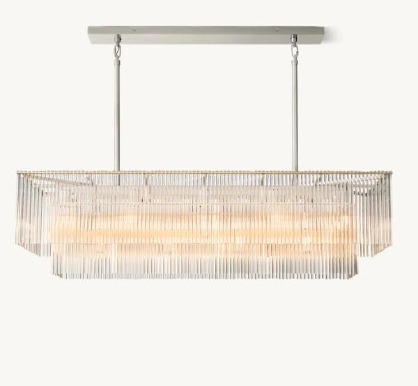 Amadeo Rectangular Modern Glass Chandelier con cableado 110-240V