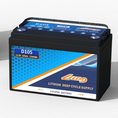 Dual Lifepo4 12v Lithium Ion Boat Battery 12v 105ah Lithium Leisure Battery