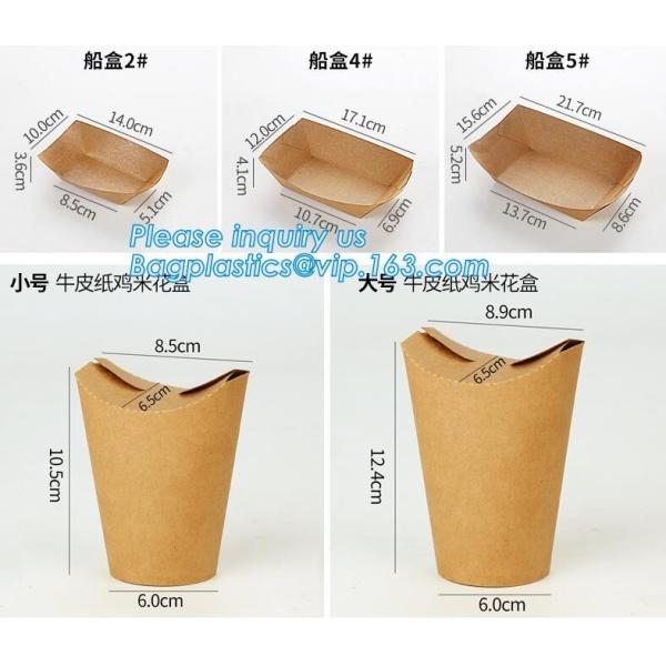 Disposable brown kraft paper boat paper food tray,Latest design food grade cardboard food fold paper boat trays bagease