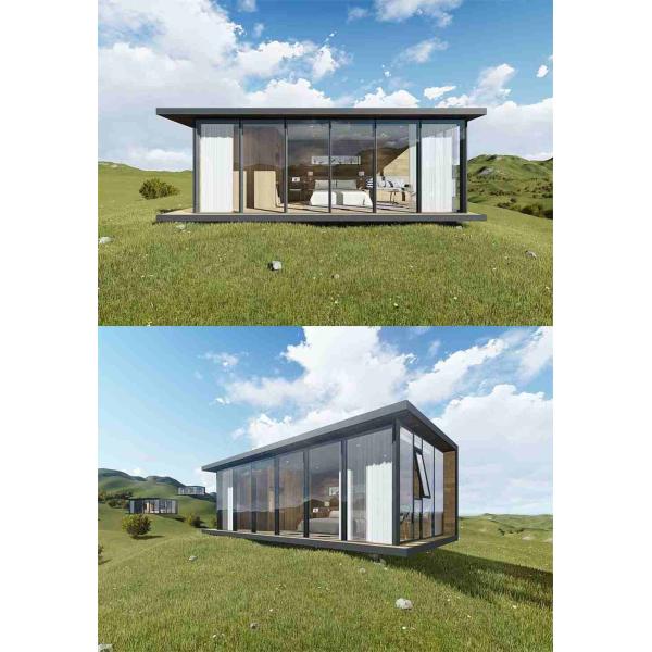 Dark Gray Prefab Log Houses , Contemporary Luxury Prefab Homes Anti Earthquake