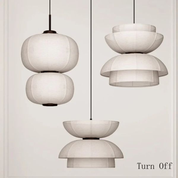 Japanese Pendant Lights Vintage Fabric Lantern Wabi Sabi Lights (WH-VP-335)