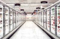 Congélateur en verre droit de porte d'anti brouillard pour la viande et le produit alimentaire sensible