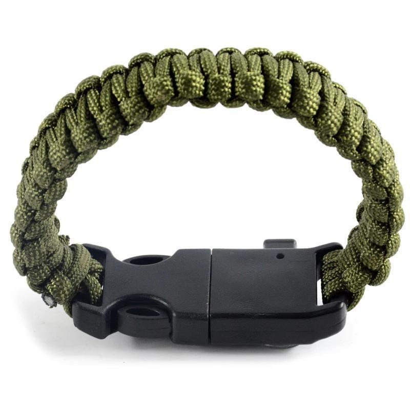 Outdoor Paracord Bracelet with Fire Starter and Whistle Buckle Essential Survival Gear