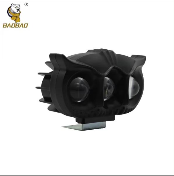 3 LED Owl Style Alumínio preto Motorcycle LED HeadLight Spot Lamp