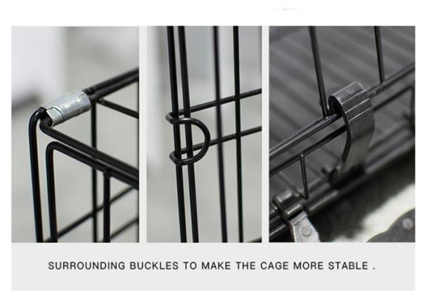 Stainless Steel Foldable Pet Cage Collapsible Metal Pet Crate With Removable Tray