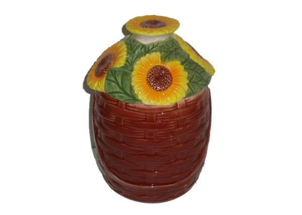 Dolomite Ceramic Kitchen Canisters Hand Painted Basket Sunflower Covered Canister 3 Set