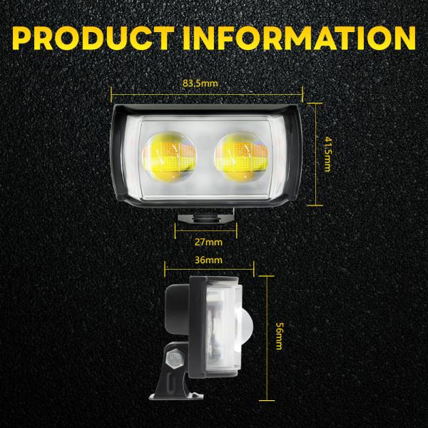 Full Aluminum White Yellow Dual Color 2 LED Motorcycle MINI Driving Light