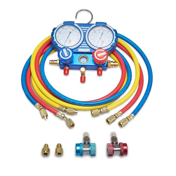Blue Red Steel Refrigeration Manifold Gauge R12 Manifold Gauge Set