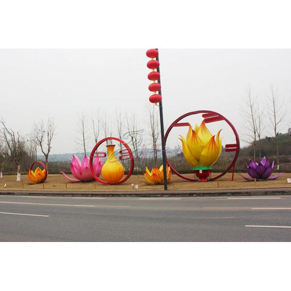 Traditional Festival Red Fabric Chinese Lanterns Outdoor Waterproof / Sunproof