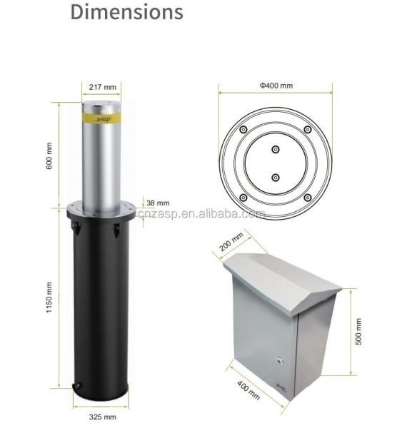 Contrôle de la circulation Rapide expédition Télécommande LED Feux d'avertissement ZASP Hydraulique Automatique Bollard montant