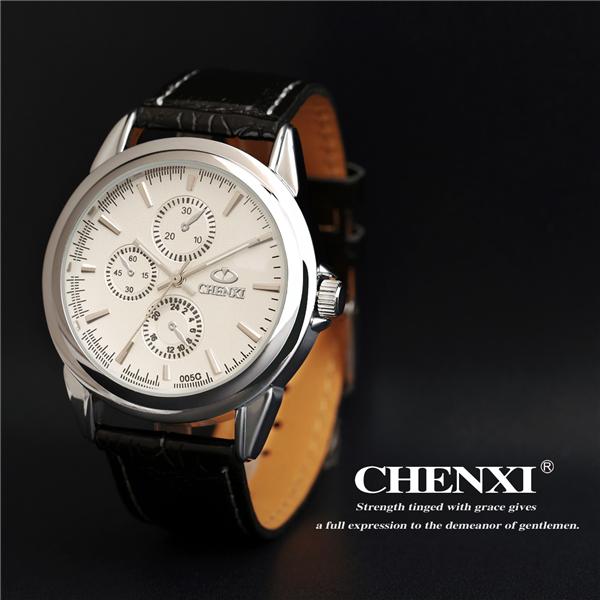 Fashion Wristwatches L005C Black White Stainless Steel Caseback Gift Watches Wholesale Price Leather Men Watch