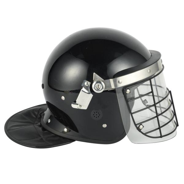 Black Anti Riot Tactical Helmet Riot Control Helmet With Metal Mesh Visor ABS PC Shell