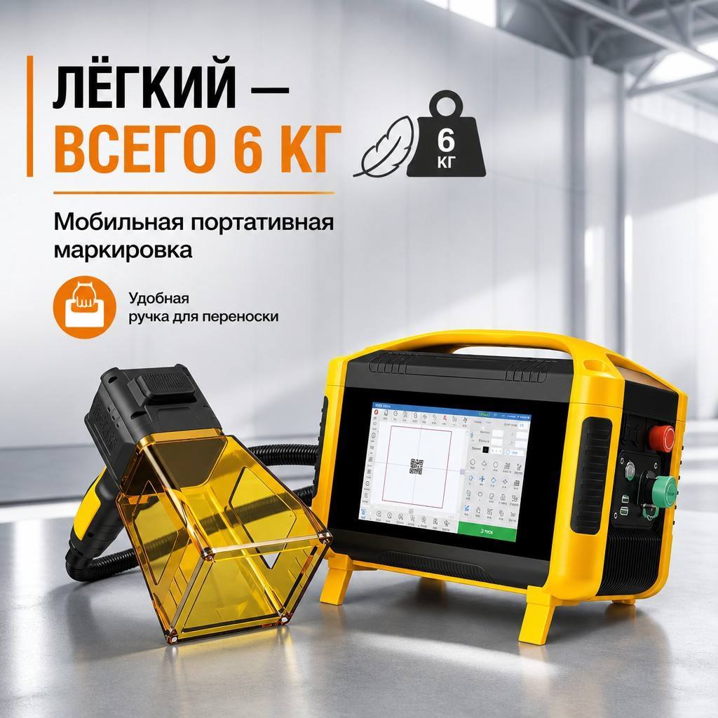 Compact 6KG Handheld Fiber Laser Engraver with Carry Handle, For Workshop & Field Marking Jobs