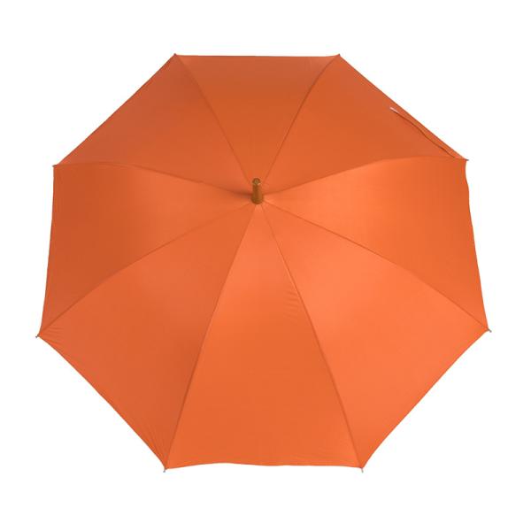 Auto Open Full Body Umbrella Orange Custom Bank Logo Hook Handle with 100cm Diameter