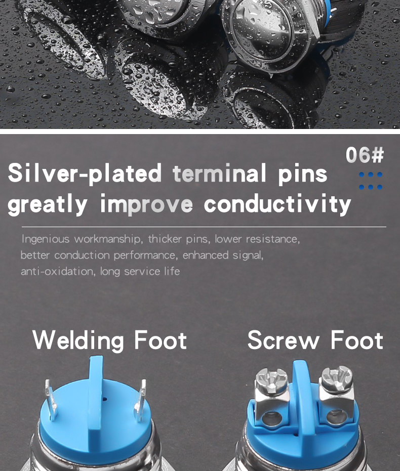 16MM Metal Push Button Switch No LED Self-Reset Momentary With Screw Foot Welding Foot High/Flat/Ball Head 1NO Jog Switch
