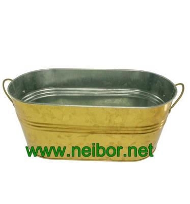metallic gold color galvanized oval tub basin beer bucket beer cooler