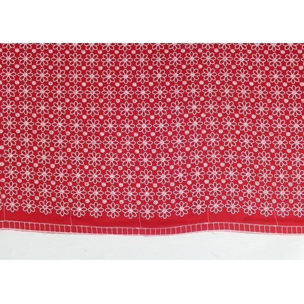 Ткань шнурка простирания шифонового полиэстера отверстии красная, покрашенная ткань платья шнурка цветка