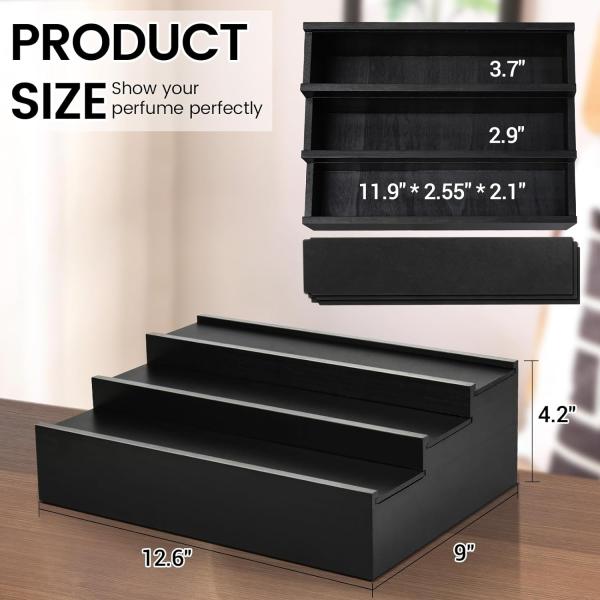 Customized Logo Acceptable Wooden Cologne Stand Perfume Organizer with Hidden Comp