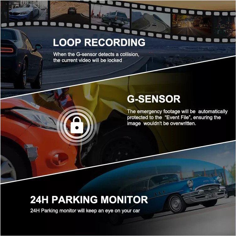 2-дюймовый скрытый HD 4K GPS Dash Cam спереди и сзади Blackbox автомобиля