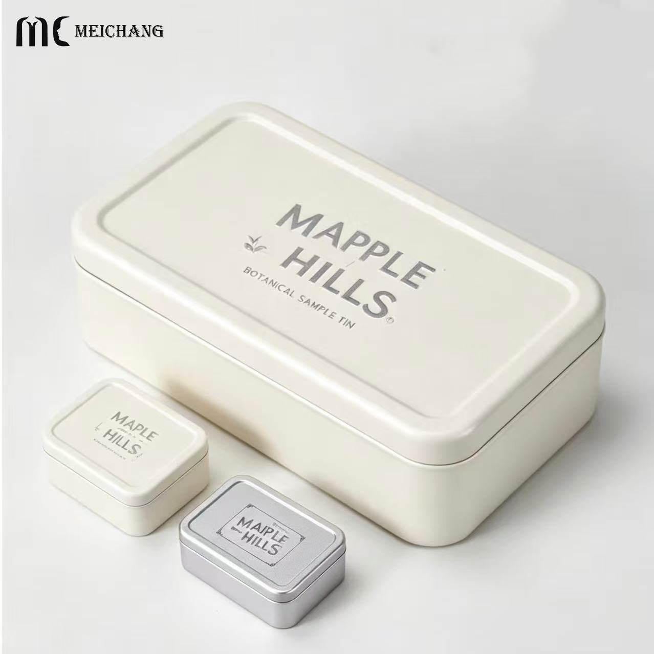 Rectangular Matte Tin Box with Separate Lid, Rounded Corners and Custom Logo Options (MC-810）