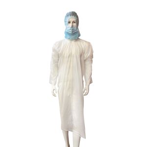 Machine Made Waterproof Long Sleeves Disposable PE Work Gown With Roll Packaging