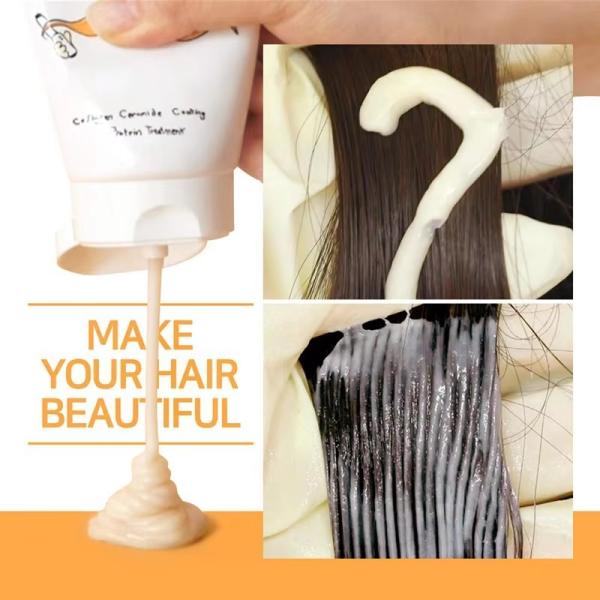 Collagène de porc laitier Ceramide revêtement de protéine Masques de traitement capillaire 3,38 oz 100 ml