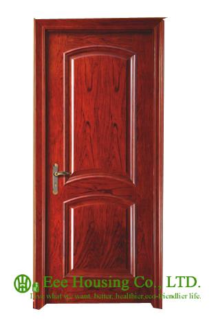 Swing Two Panels Timber Veneer and Painting door For Villas, With lock and Hinges