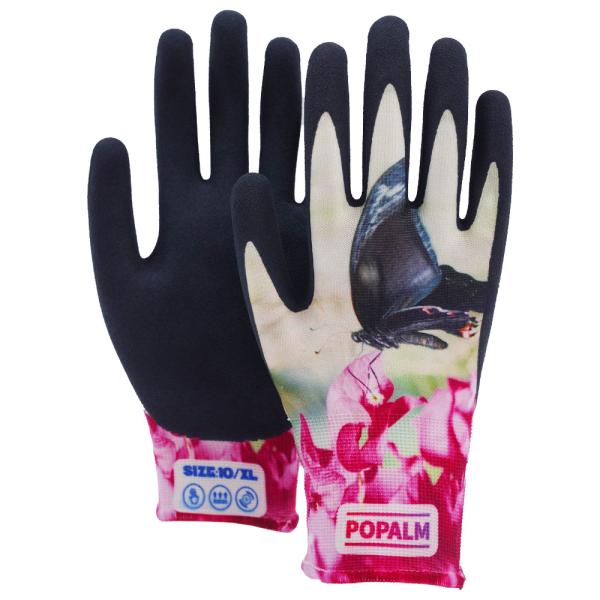 POPALM Outdoor Garden Gloves Digital Animal Print Latex Coated Breathable Protective For All Work