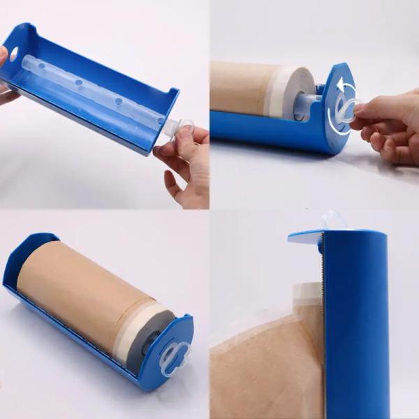 Heat Resist Pre Taped Kraft Paper Auto Paint Protective Masking Paper With Dispenser