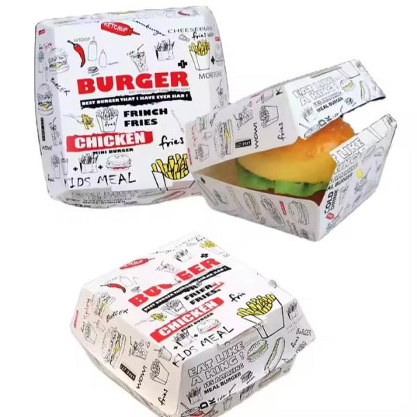 Customized Printed Fast Food Box  Food Grade Cardboard Packaging For Fries Burgers