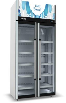 Refrigerador vertical 1300L da mostra da pintura branca de baixo nível de ruído com porta de alumínio