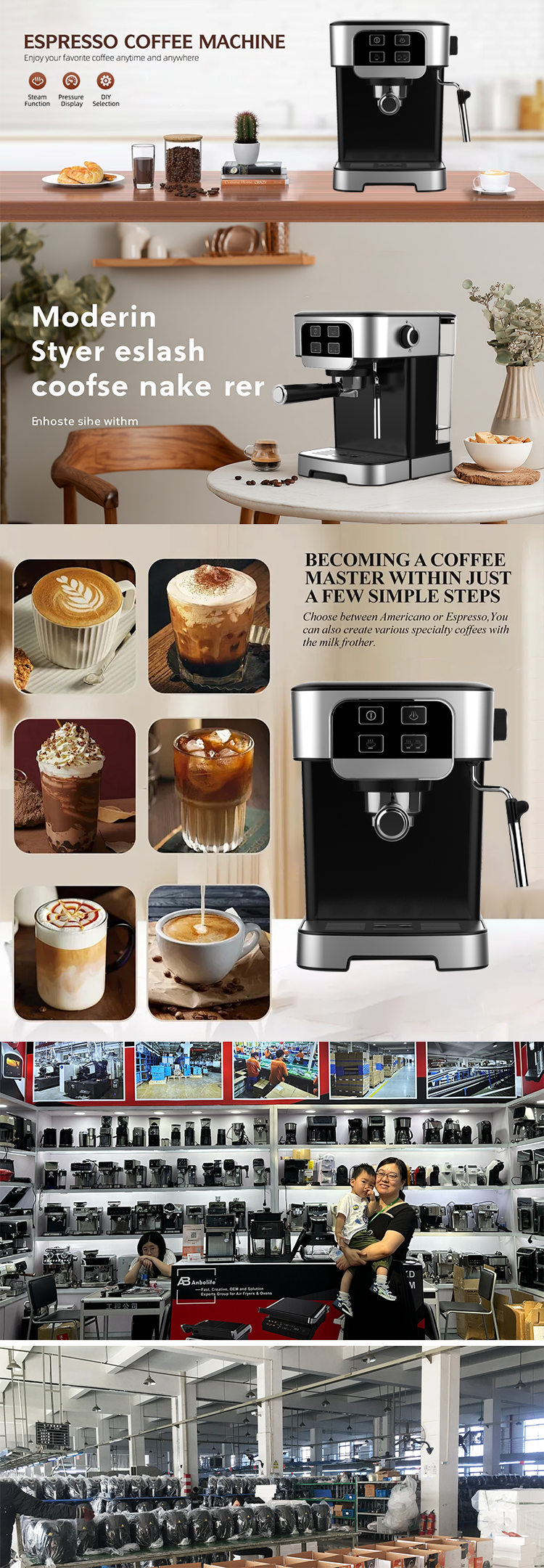 Portable Automatic Coffee Machine Commercial Cappuccino Maker