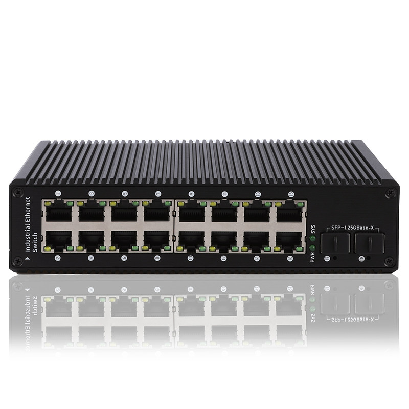 Порт POE 16 гигабит управлял промышленным DC порта 48-56V SFP переключателя 2 Poe