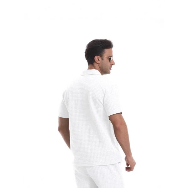 Custom  Polyester Blend Stretch Fit Zipper Polo T-Shirt Premium Waffle Polo Shirt for Men