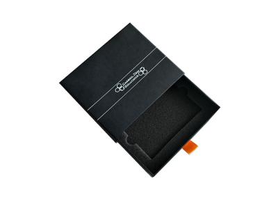 Color Black Paper Matchbox Slide Box , Slide Out Gift Box With Foam Insert