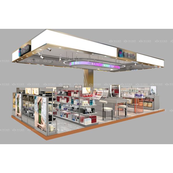 BKC017 Trendy Cosmetic Booth Makeup Kiosk Display for Beauty Shop Decoration and Store Design