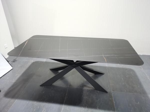 6-8 Person Ceramic Marble Top Stainless Steel Dining Table With Chair Dining Room Furniture Set
