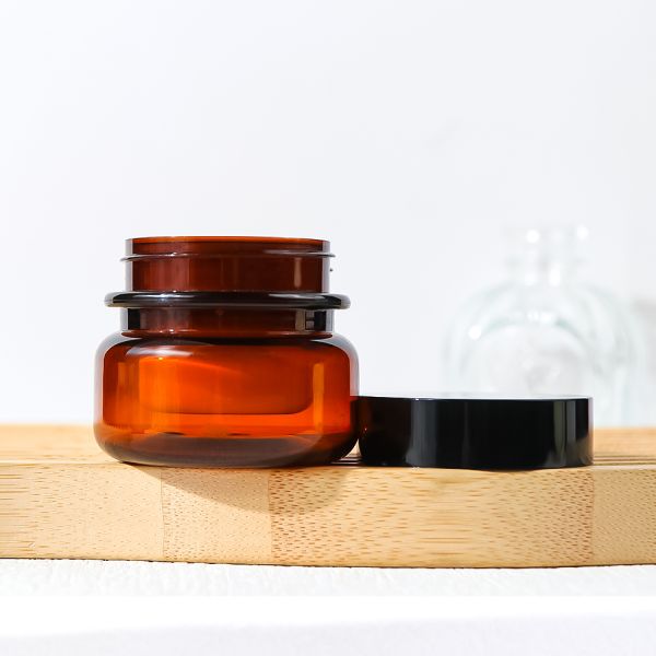 Amber Plastic Cosmetic Jar with Inner Liner for Light Protection and Customizable Options