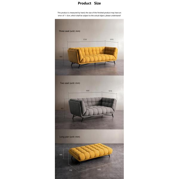 Tufted Sectional Loveseat Sleeper Sofa Bed Pull Out Yellow Velvet
