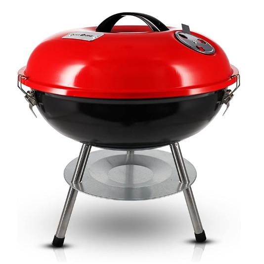 Outdoor Barbecue Grill, 2-In-1 Portable BBQ Grill with Wheels