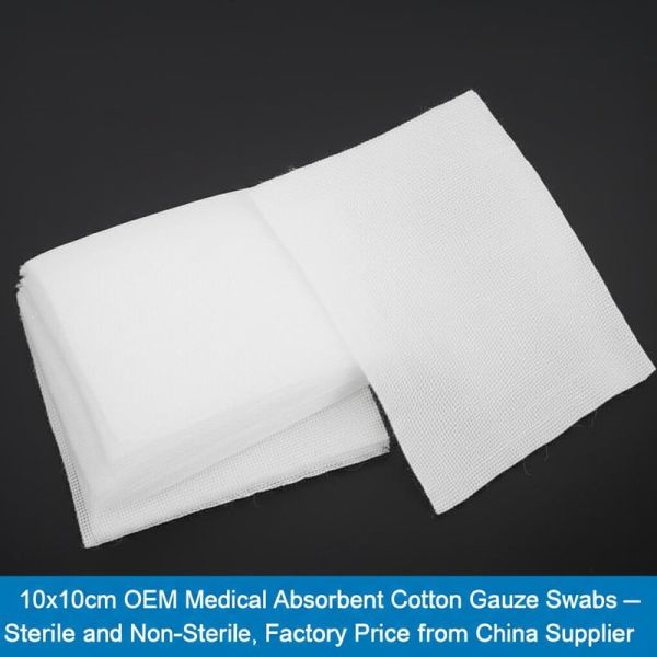 10x10cm Class I Non-Sterile Medical Gauze Pads and Cotton Gauze Swabs for Wound Dressing