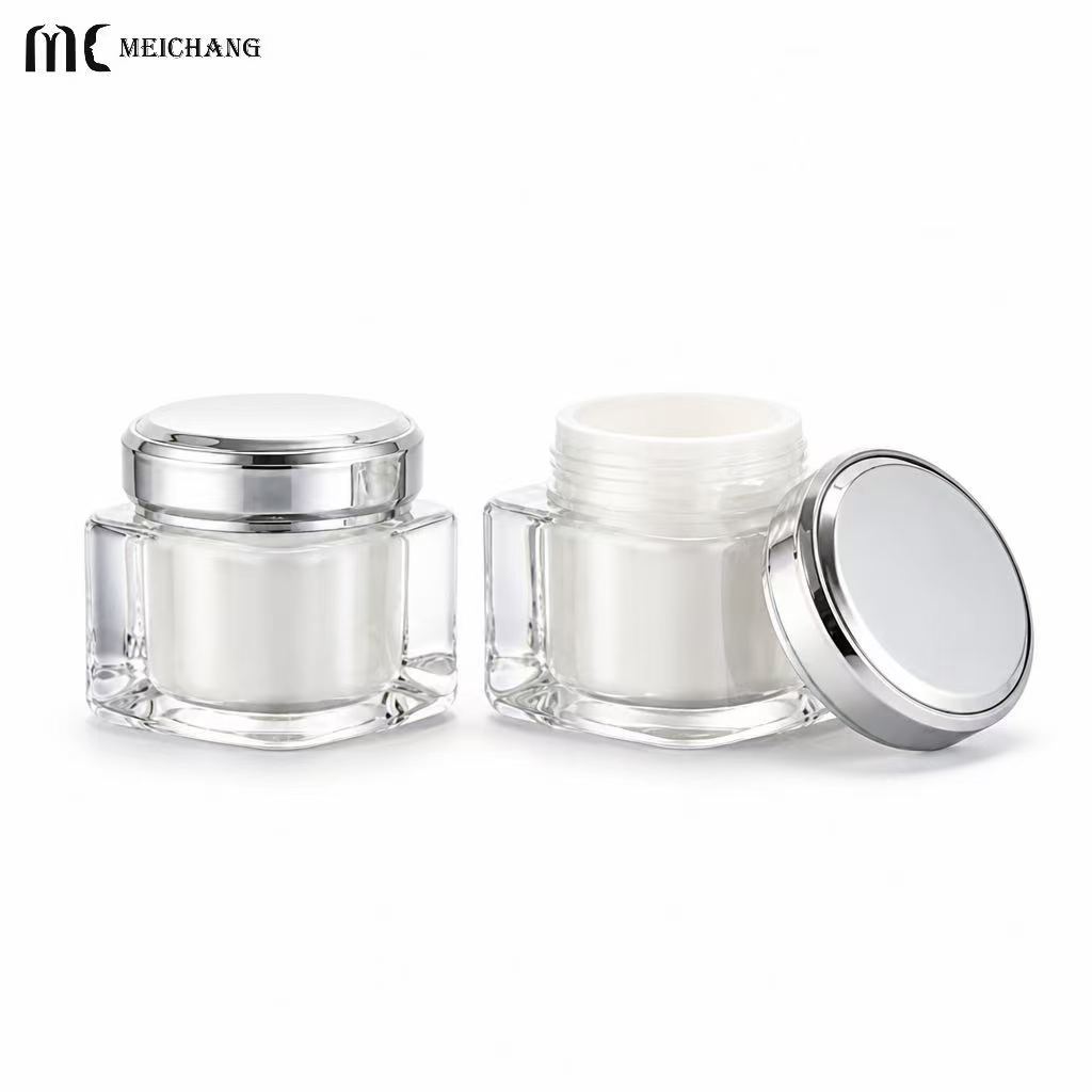 50g Double-Wall Crystal-Effect Square Cream Jar for Premium Skincare Packaging(MC-Y-570)