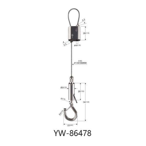 M5 Male Thread Wire Suspension Kit Silver Color For Led Panel Lighting Systems YW86475
