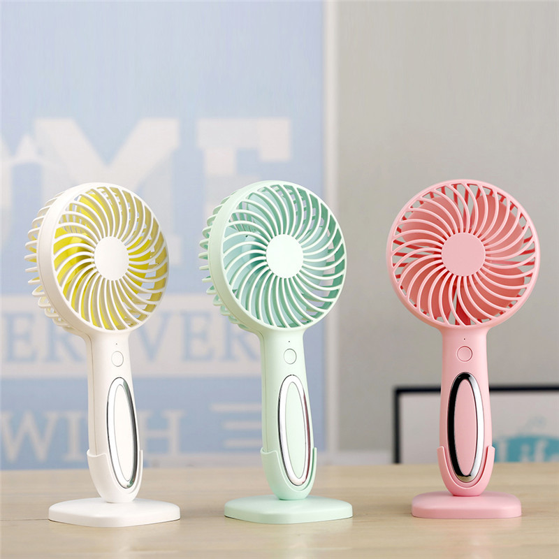 Outdoor Electric Mini Portable Rechargeable 3-Speed LED Light Smart Handheld Fan for Car/RV Use