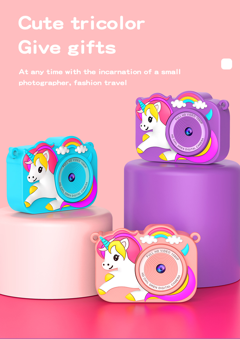 DLC Kids Camera Unicorn Design Plastic & ABS Case | Dual Camera CCD MicroSD <2