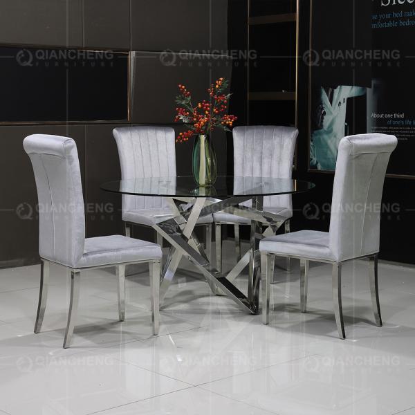 Dia 130cmx75cm Round Tempered Glass Dining Table Italian light luxury style