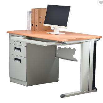 School office furniture steel metal wooden MDF 25mm tabletop computer sturdy desk with drawer cabinet