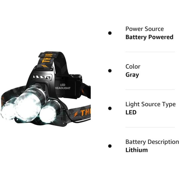 Rechargeable Headlamp, 8 LED 18000 Lumen Bright Headlamp with Red Light, IPX4 Waterproof USB Headlight, Head Lamp